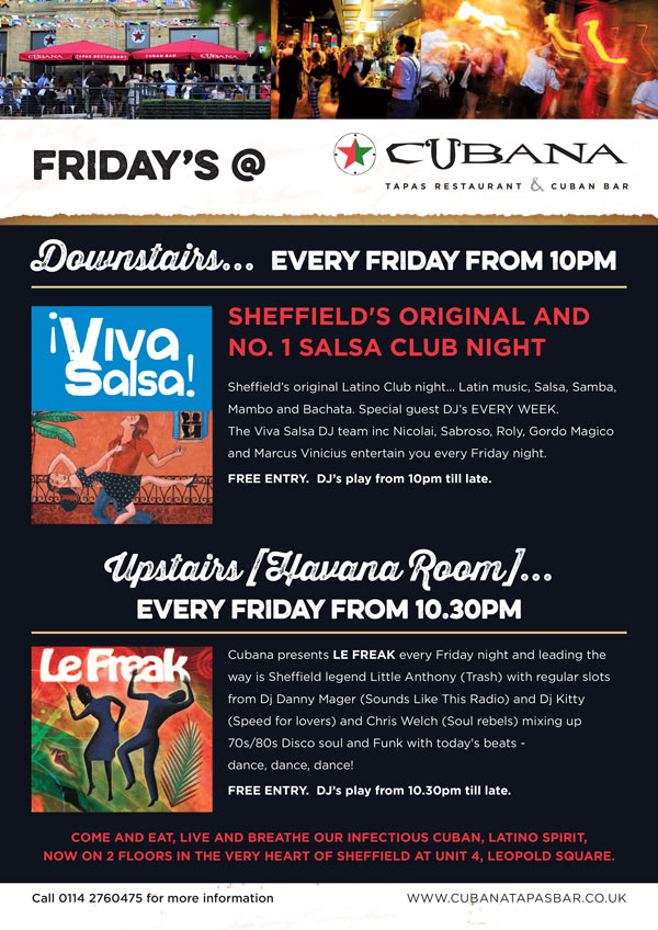 Cubana Tapas Bar and Restaurant in Sheffield Viva Salsa Live Fridays