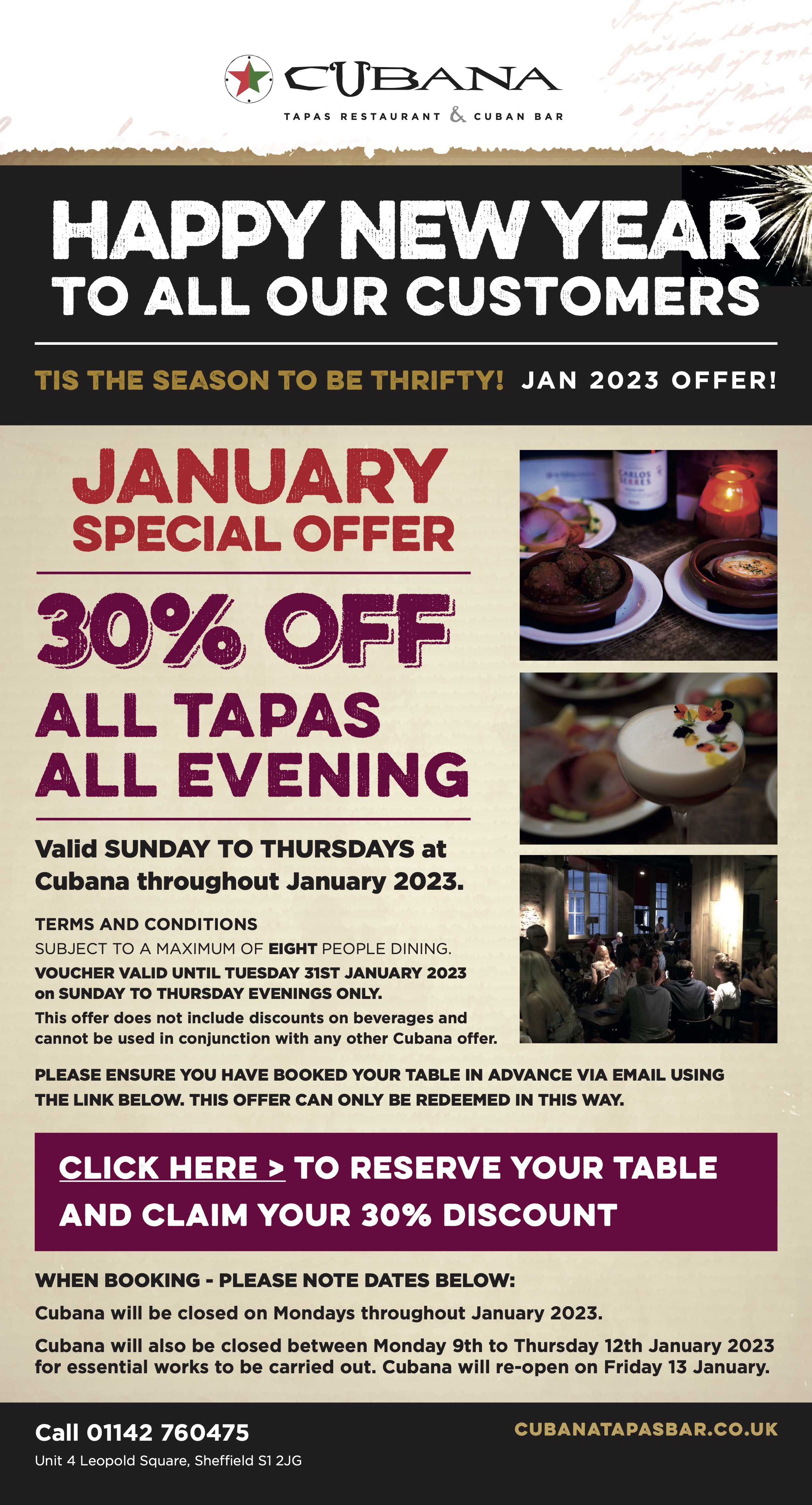 January 2023 Offer at Cubana