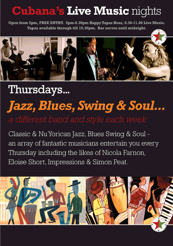 Live music at Cubana on Thursday evenings