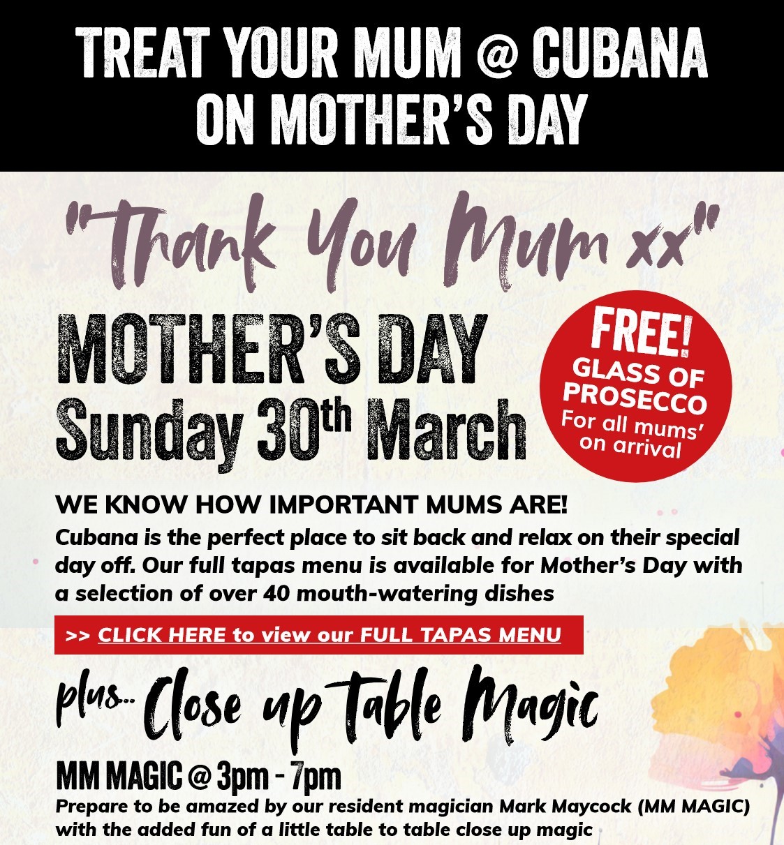 Mother's Day at Cubana Tapas Restaurant and Cuban Bar